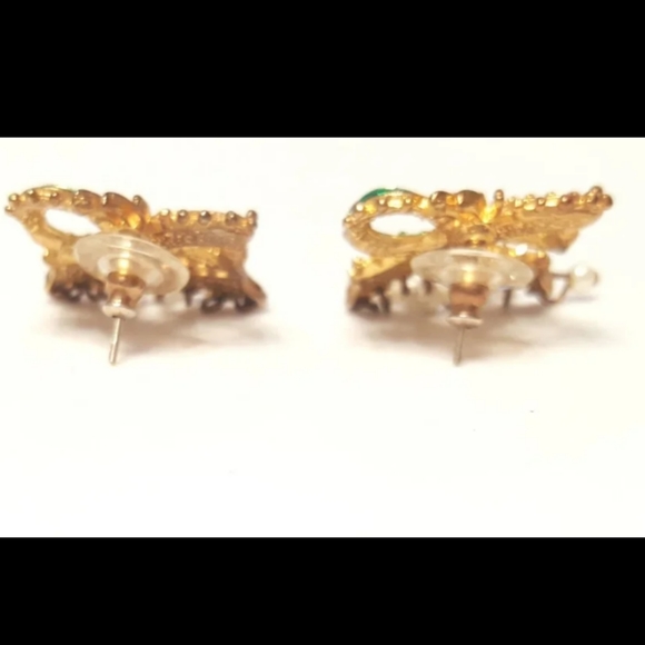 Rare green 1"×1" bow stud earrings. EUC - Picture 4 of 5
